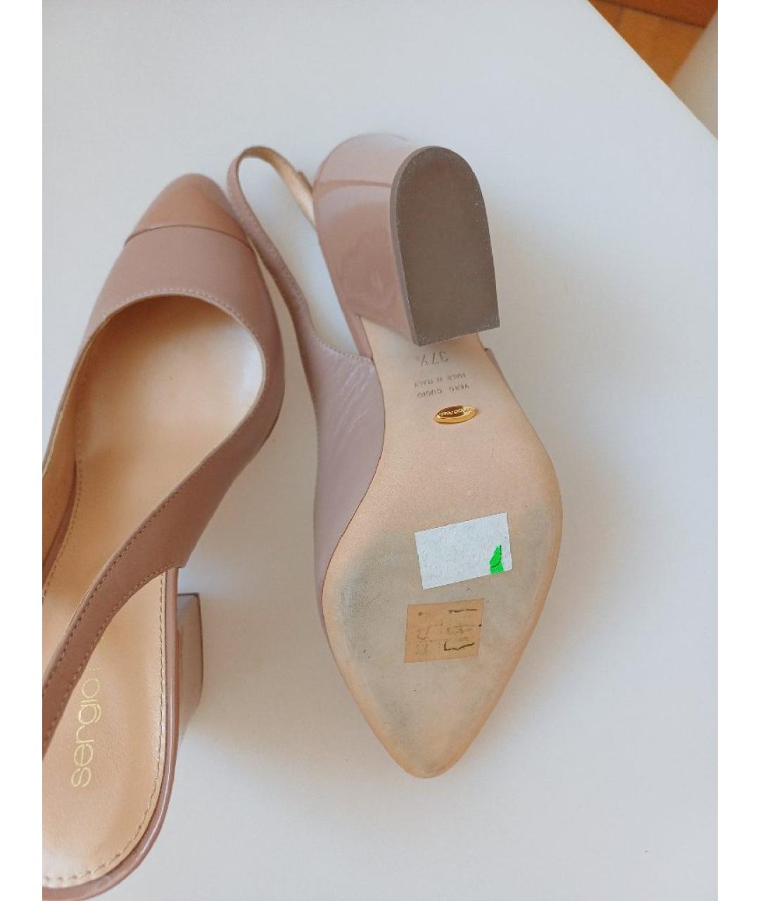 SERGIO ROSSI Бежевые кожаные туфли, фото 9