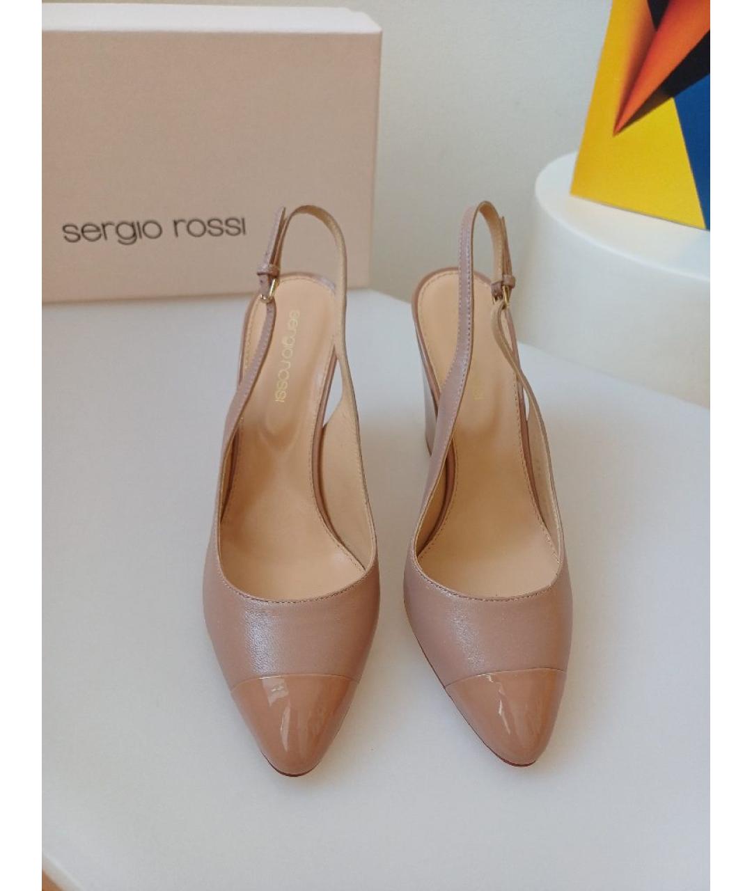 SERGIO ROSSI Бежевые кожаные туфли, фото 7