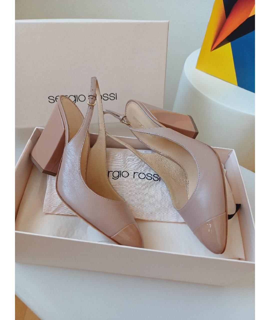 SERGIO ROSSI Бежевые кожаные туфли, фото 3