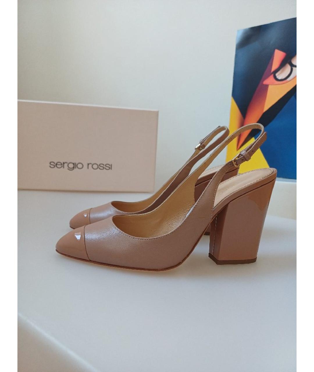 SERGIO ROSSI Бежевые кожаные туфли, фото 4