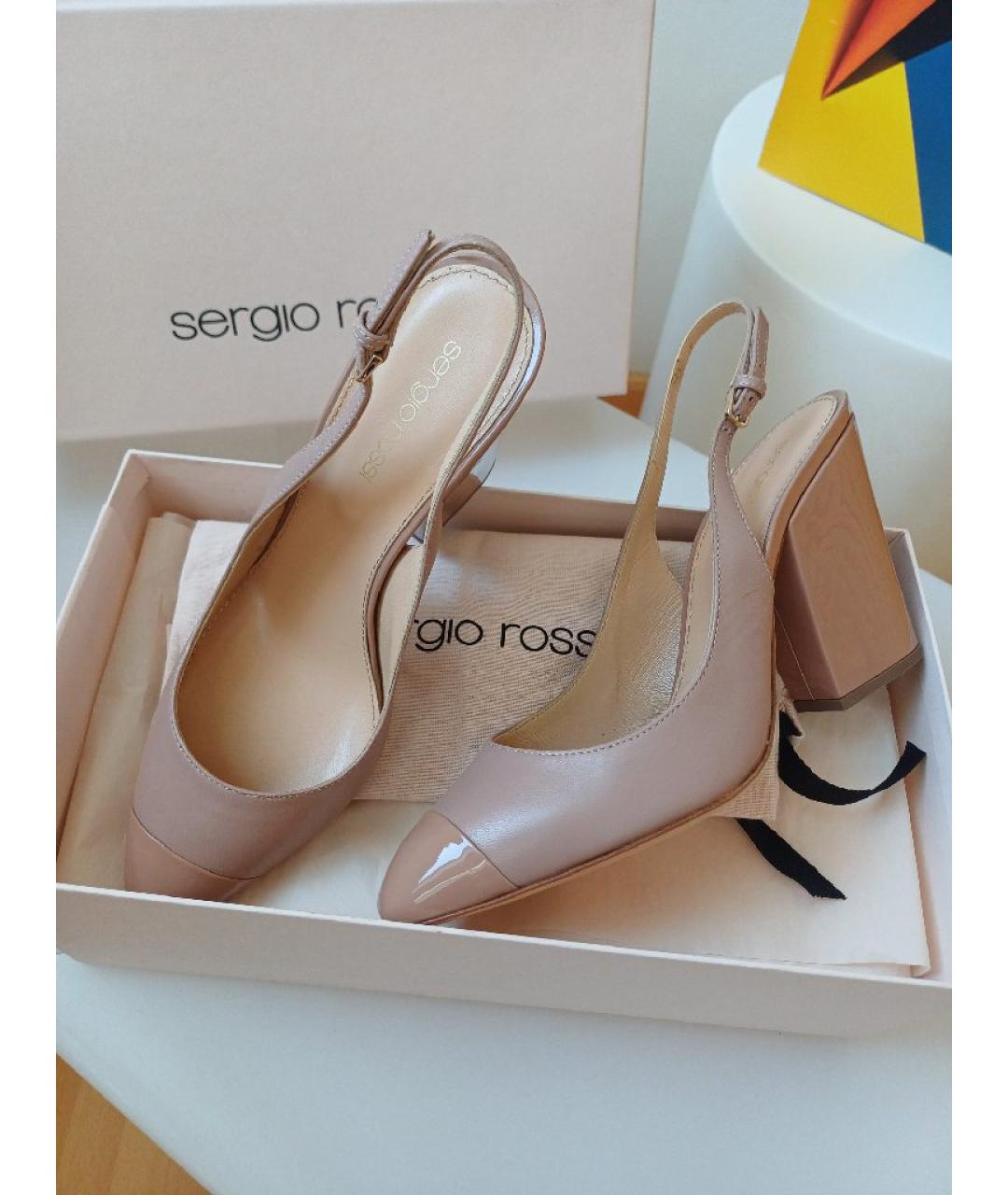 SERGIO ROSSI Бежевые кожаные туфли, фото 2