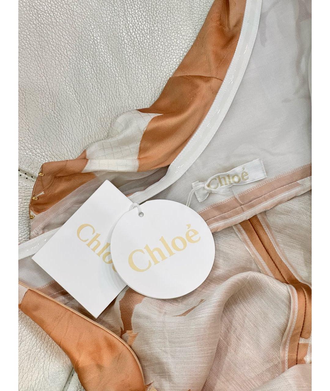CHLOE Бежевое шелковое коктейльное платье, фото 4