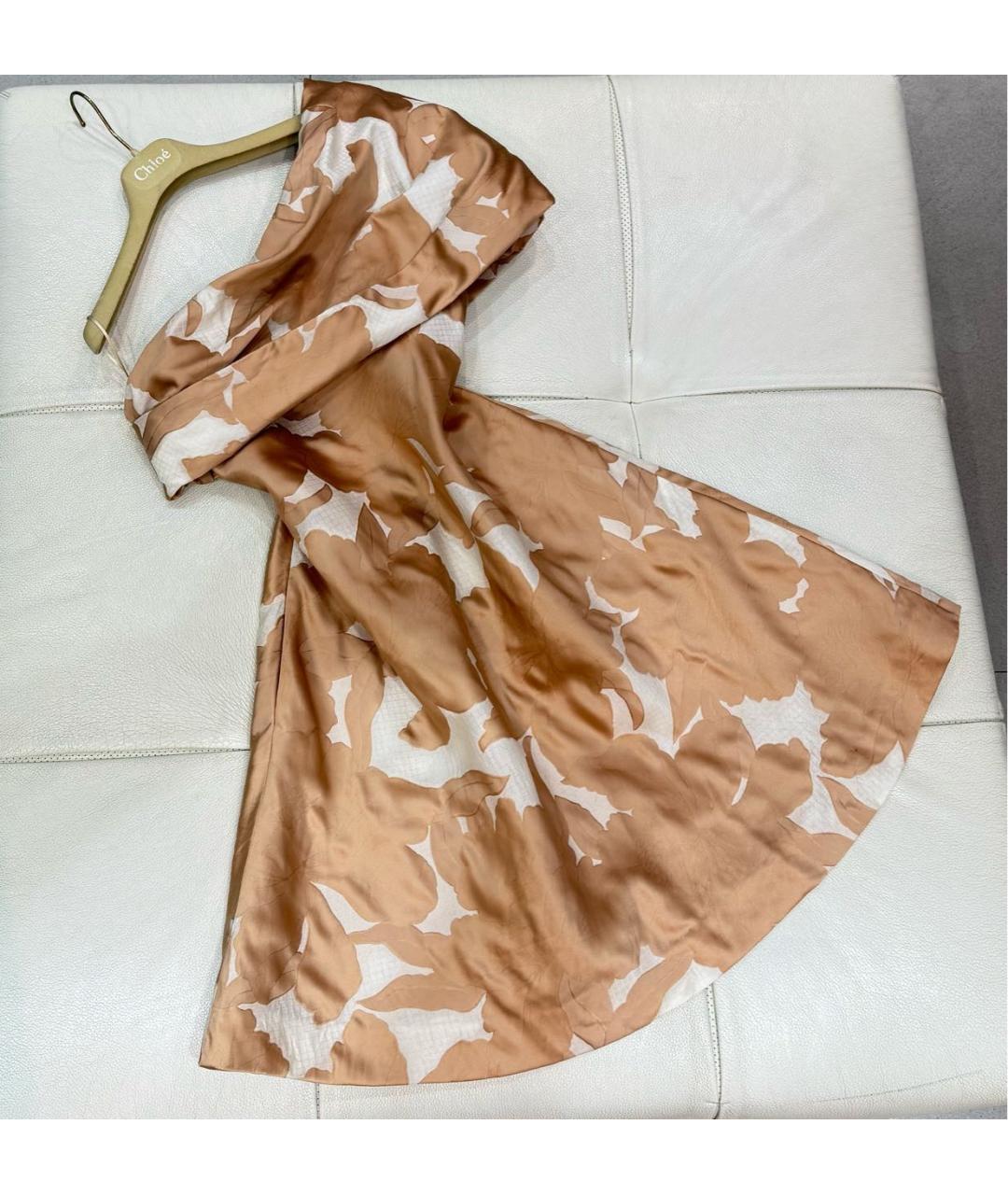 CHLOE Бежевое шелковое коктейльное платье, фото 3