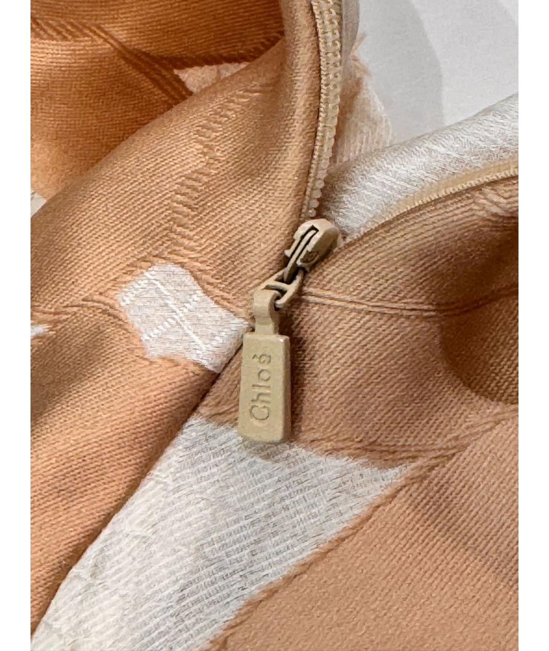 CHLOE Бежевое шелковое коктейльное платье, фото 5