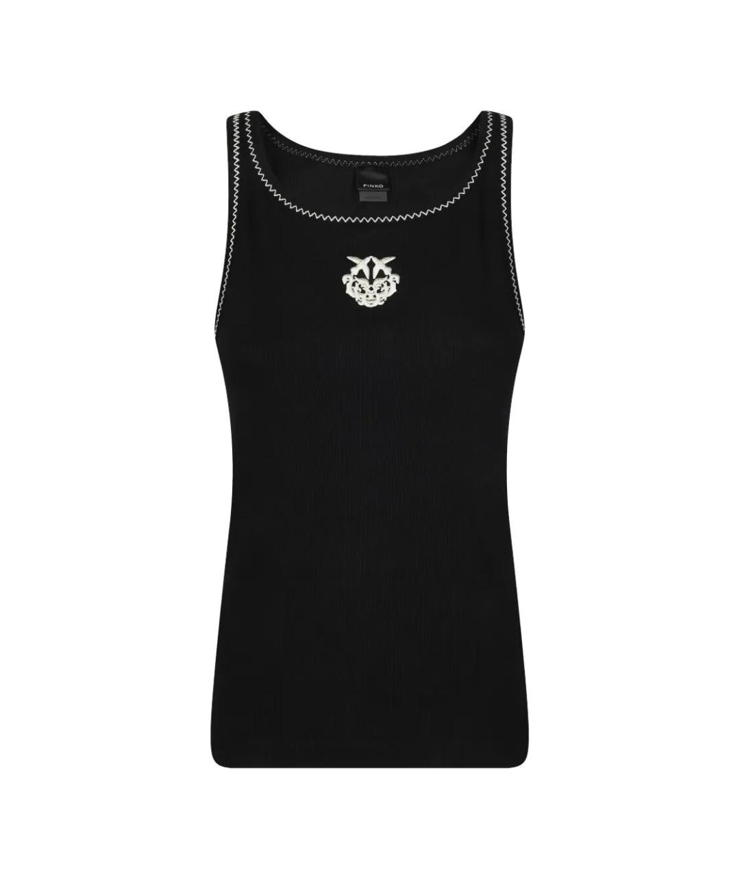 PINKO Черная хлопковая майка, фото 1