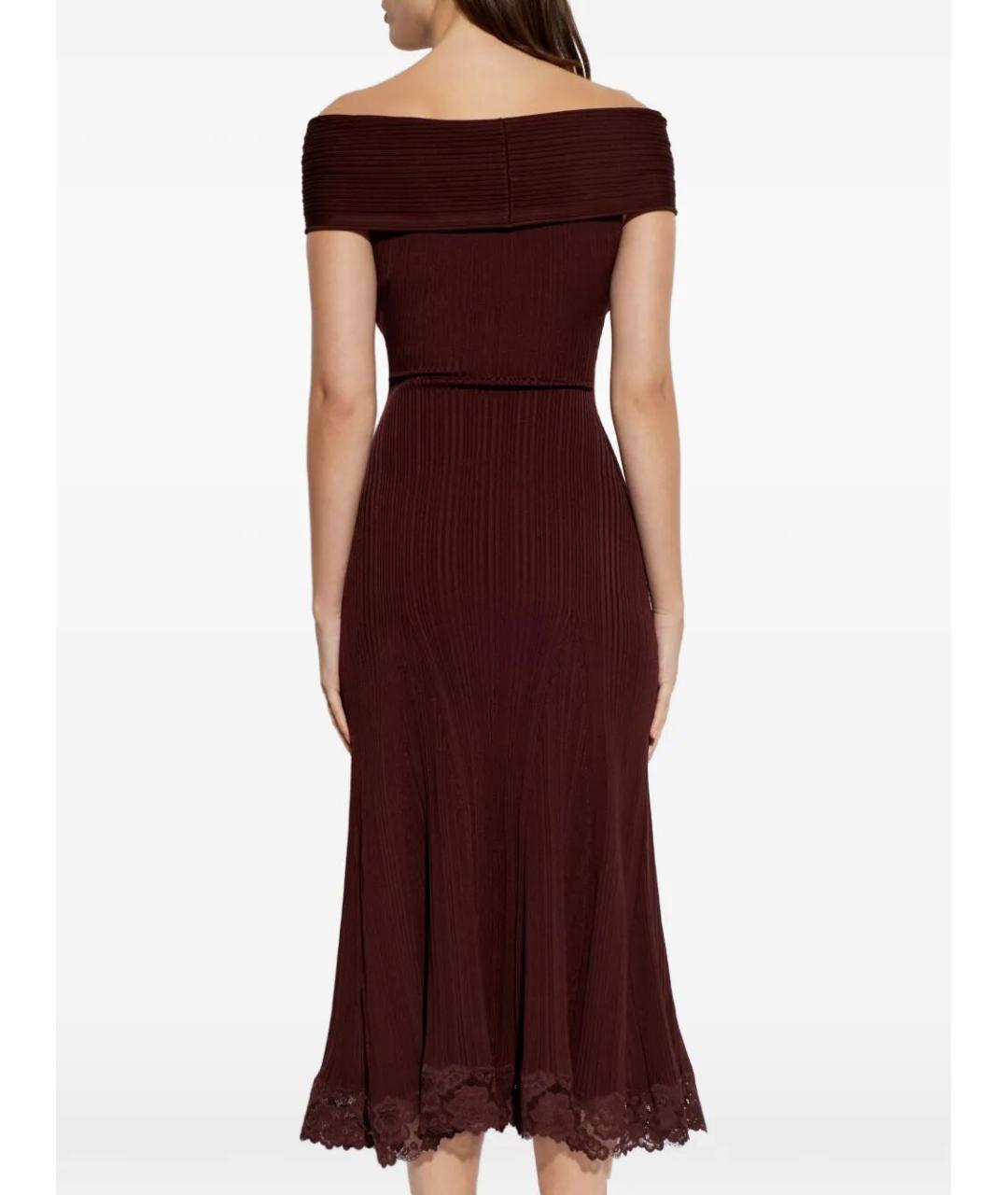 SELF-PORTRAIT Бордовое вискозное повседневное платье, фото 4