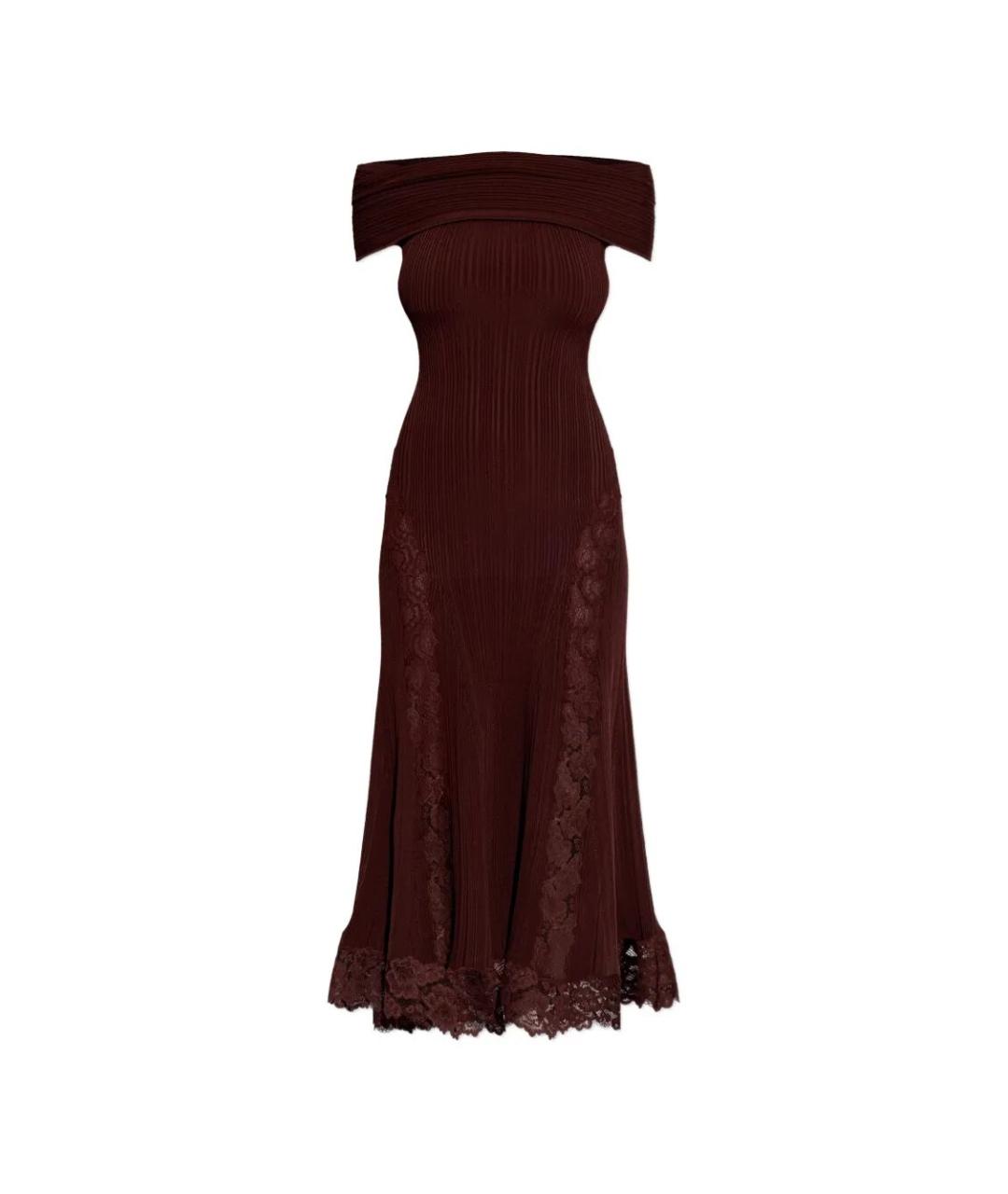 SELF-PORTRAIT Бордовое вискозное повседневное платье, фото 1