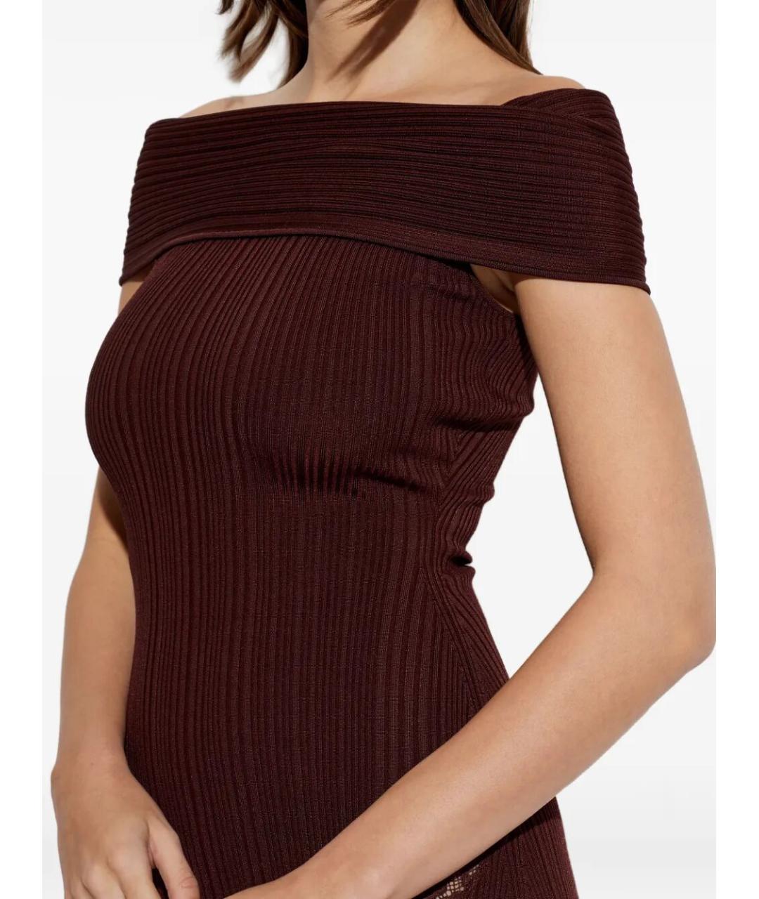 SELF-PORTRAIT Бордовое вискозное повседневное платье, фото 3