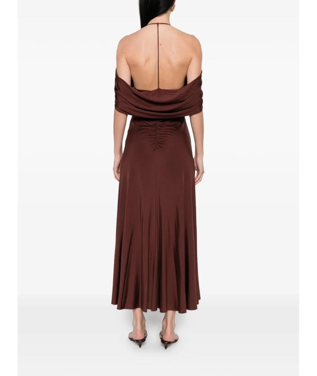 SELF-PORTRAIT Коричневое вискозное вечернее платье, фото 5