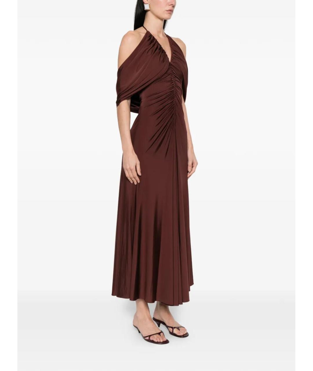 SELF-PORTRAIT Коричневое вискозное вечернее платье, фото 4