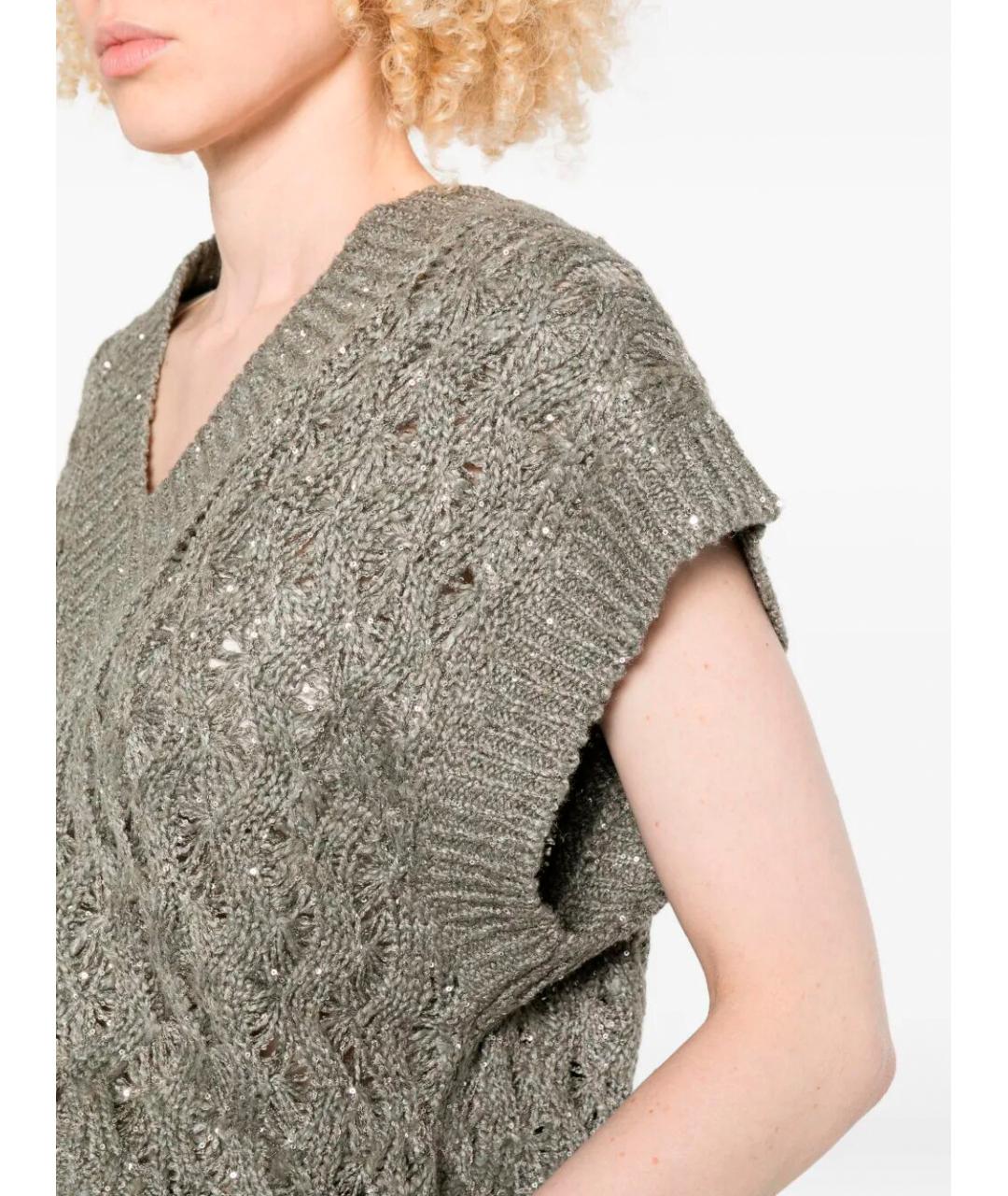 BRUNELLO CUCINELLI Зеленый шелковый джемпер / свитер, фото 5