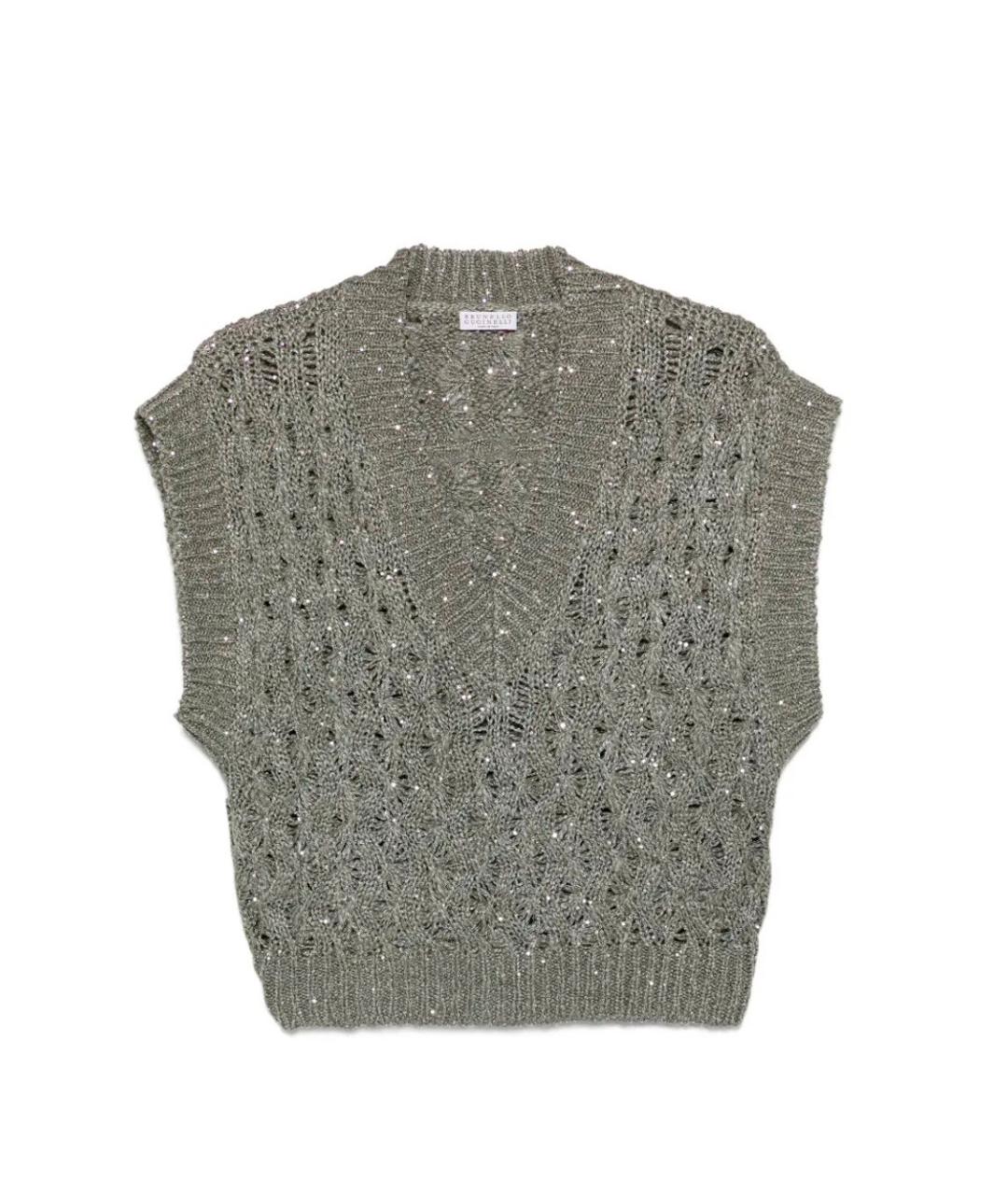 BRUNELLO CUCINELLI Зеленый шелковый джемпер / свитер, фото 1