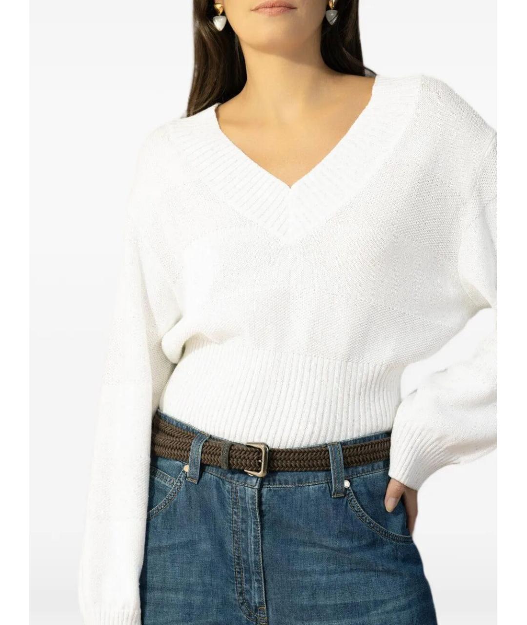 BRUNELLO CUCINELLI Белый хлопковый джемпер / свитер, фото 2