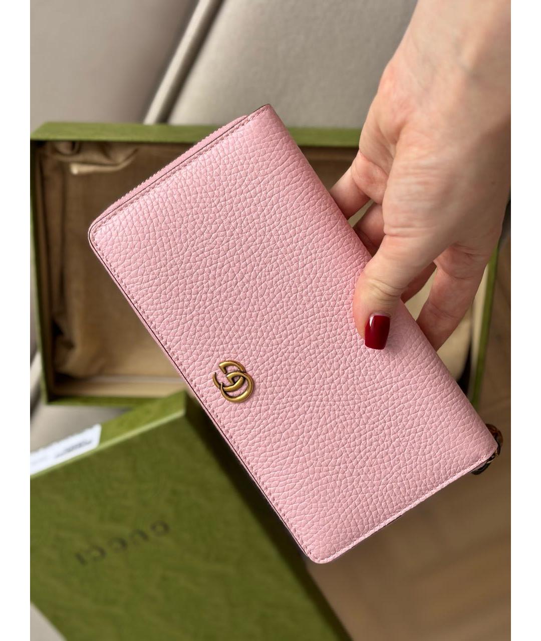 GUCCI Розовый кожаный кошелек, фото 3