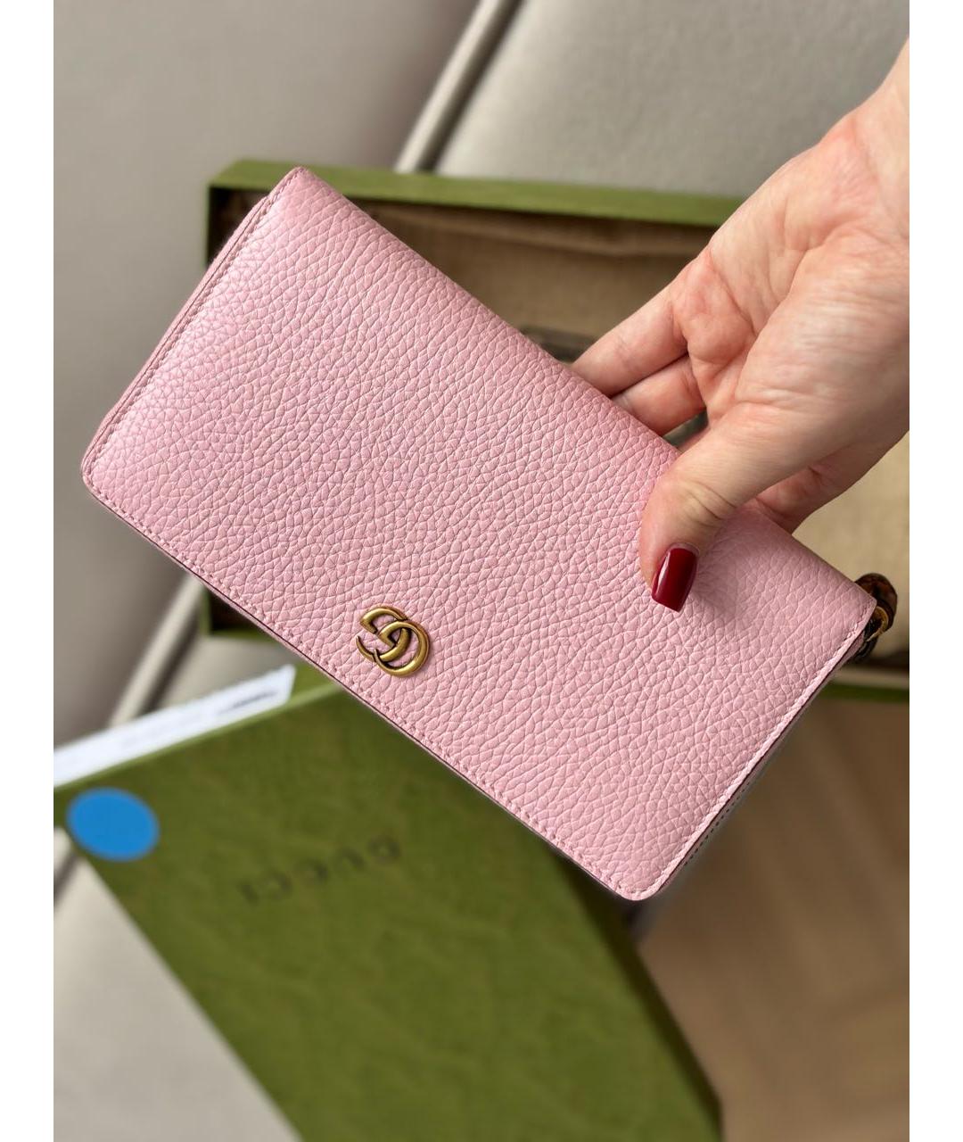 GUCCI Розовый кожаный кошелек, фото 2