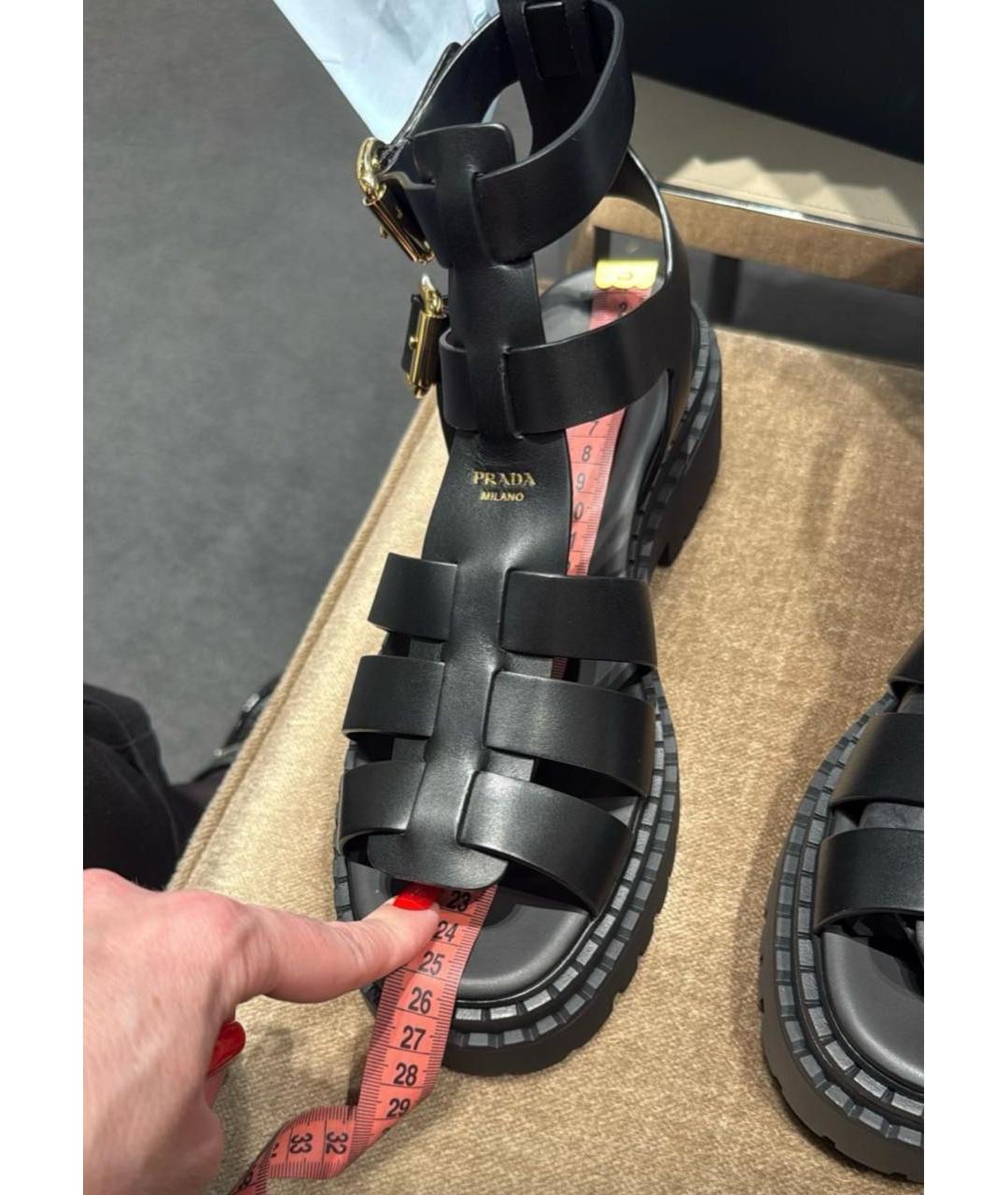 PRADA Черные кожаные сандалии, фото 2