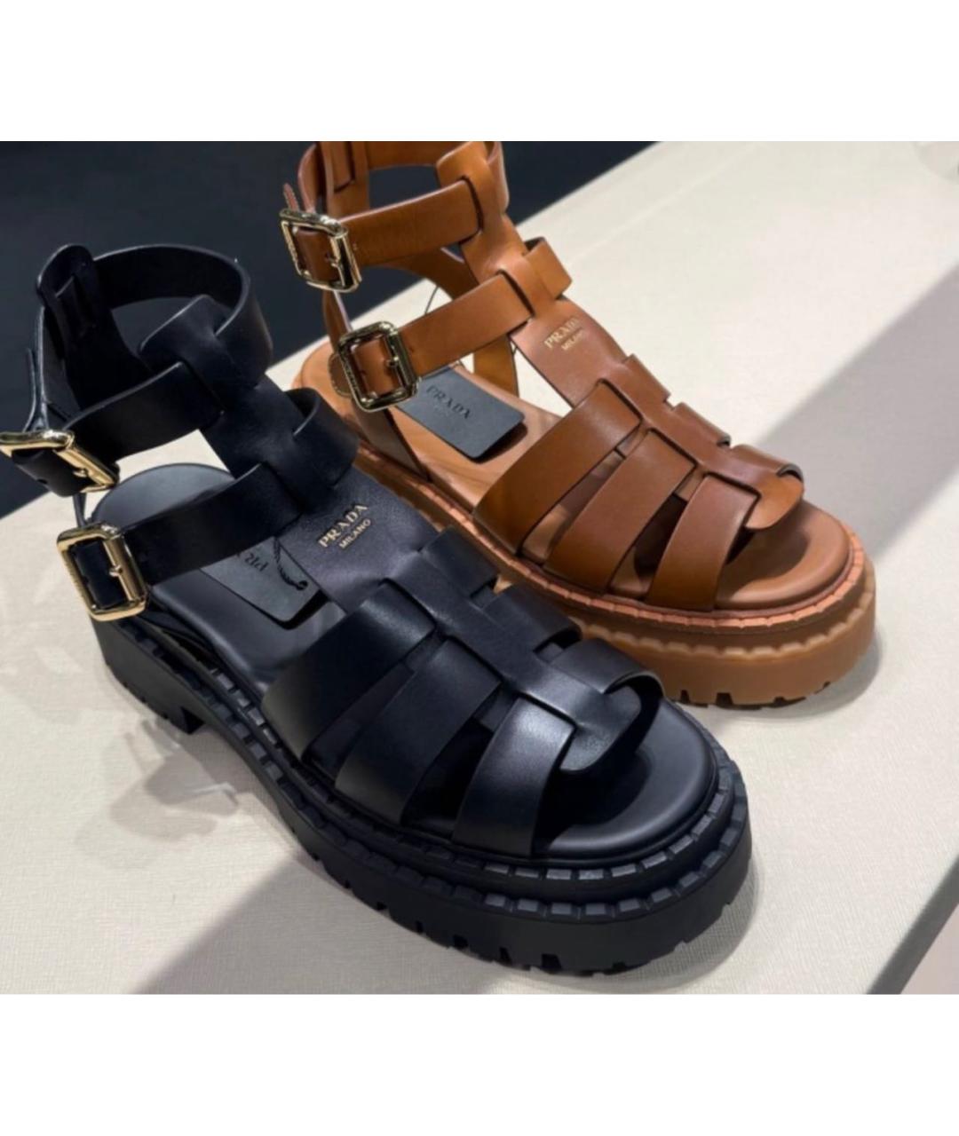 PRADA Черные кожаные сандалии, фото 4