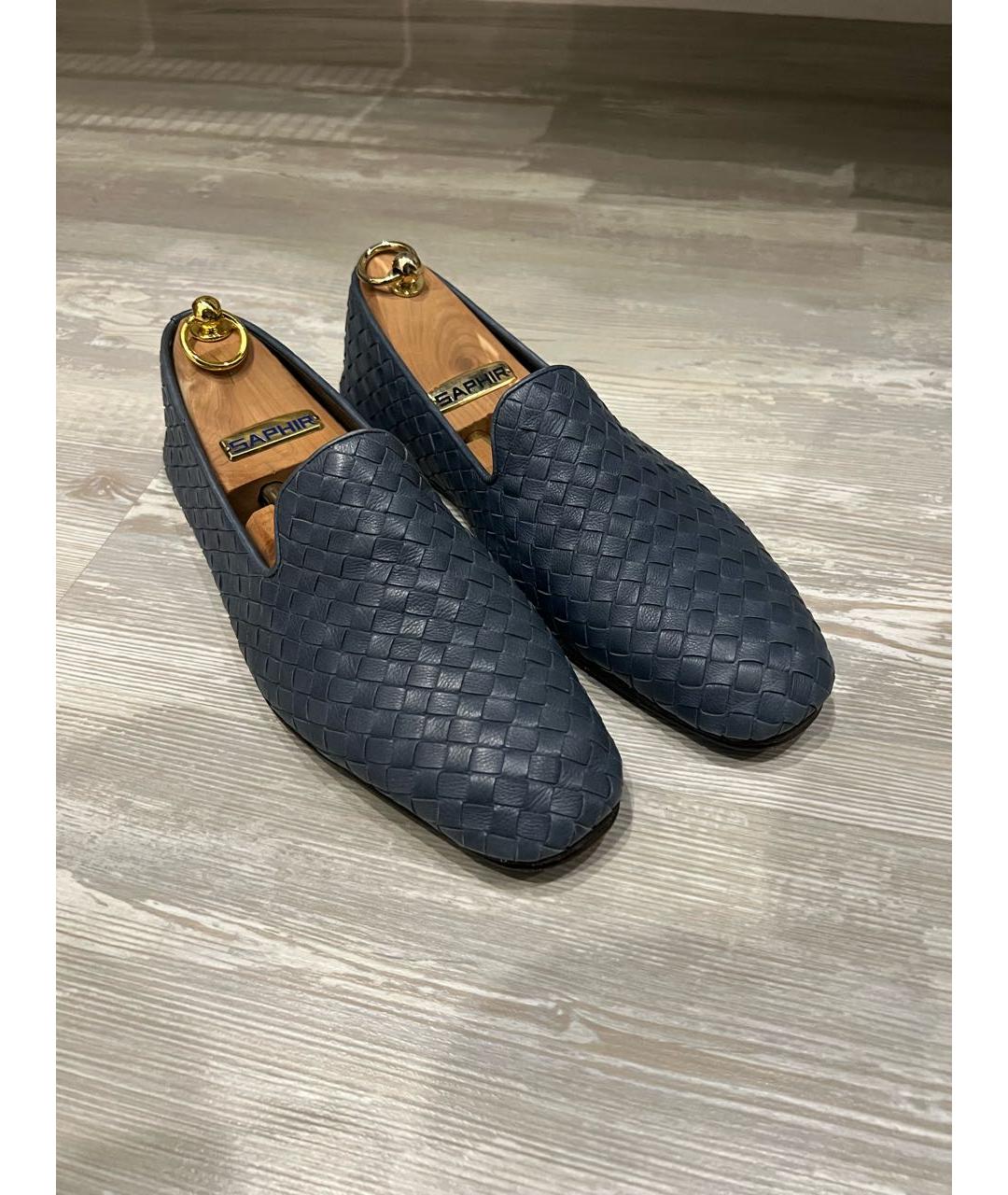 BOTTEGA VENETA Синие кожаные лоферы, фото 5