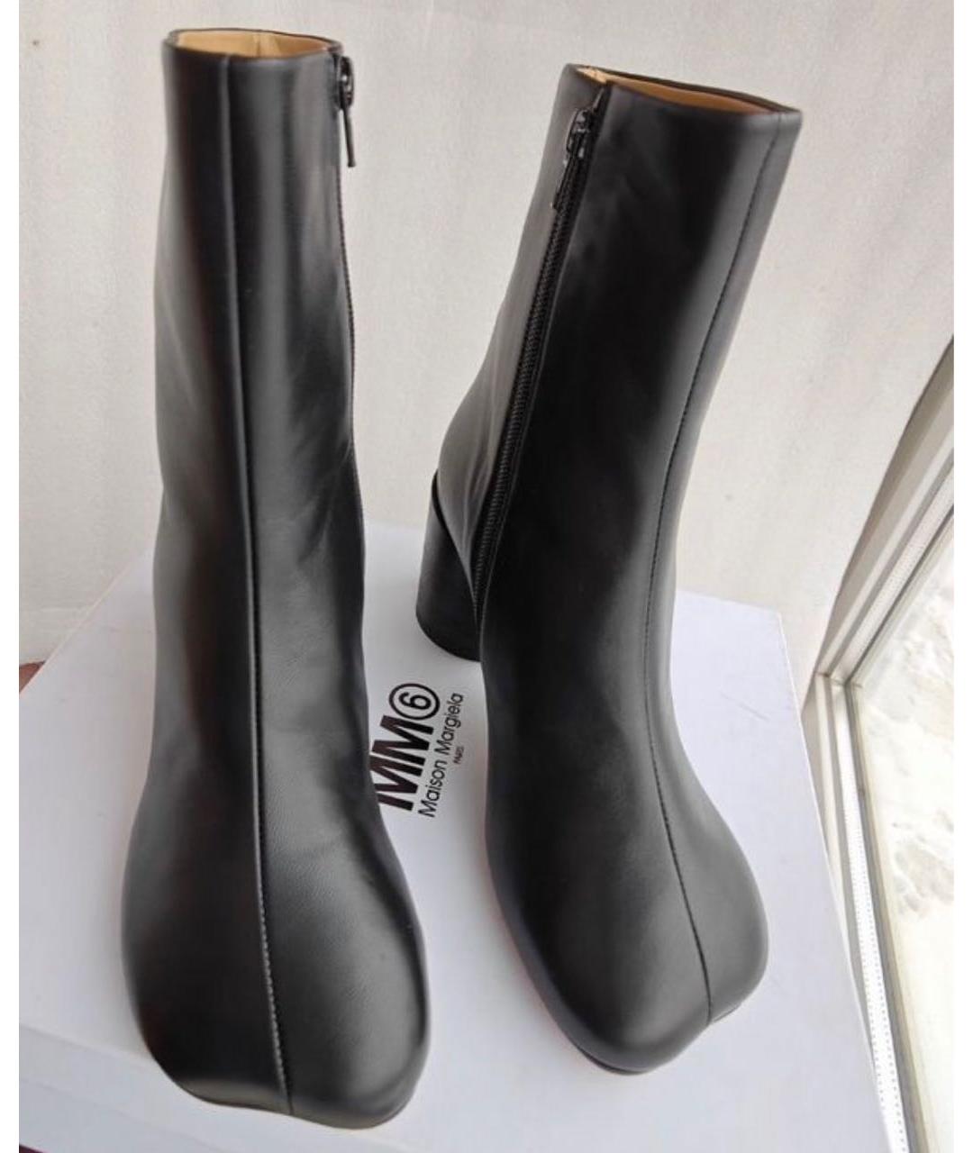 MM6 MAISON MARGIELA Черные кожаные ботильоны, фото 4