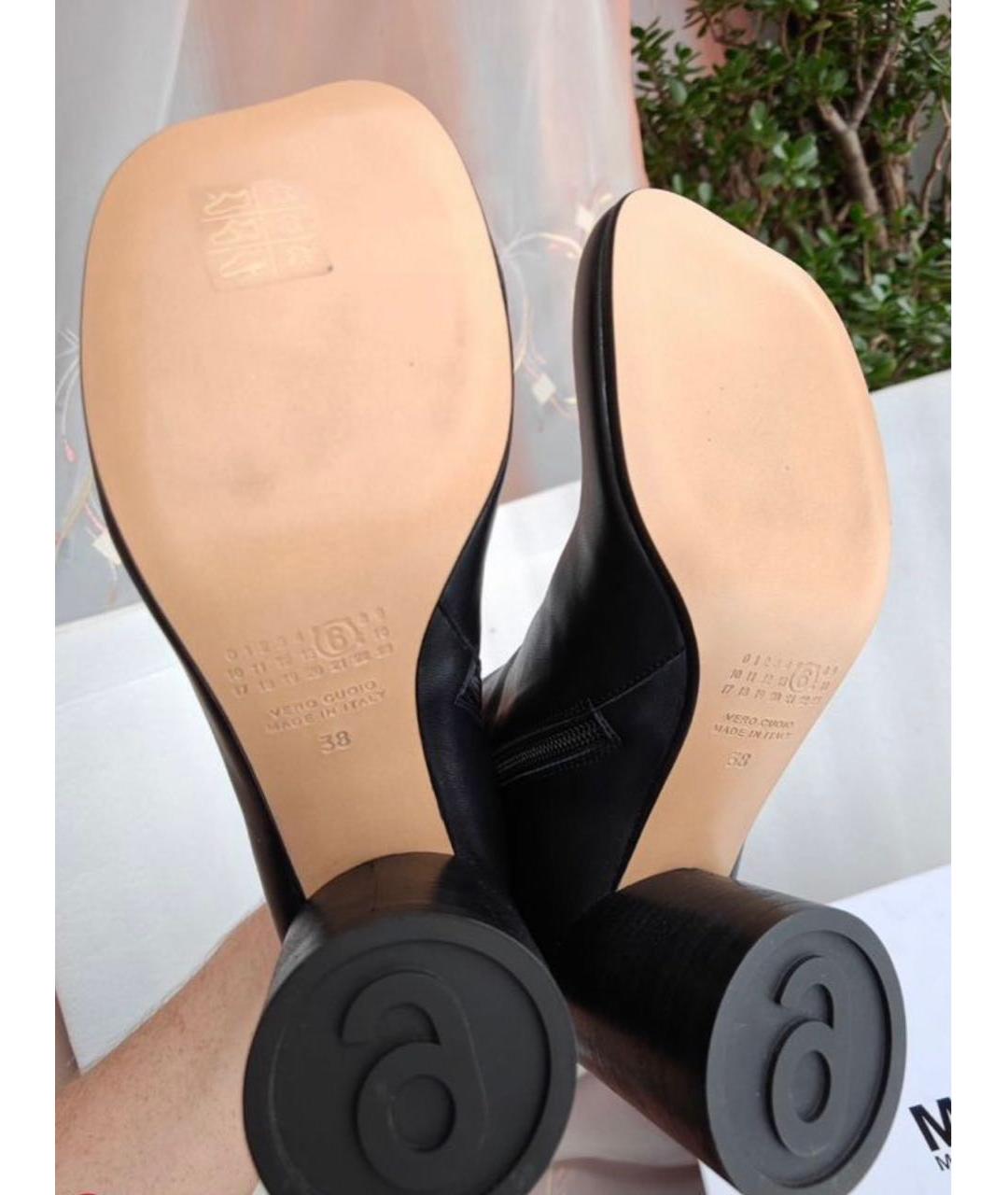 MM6 MAISON MARGIELA Черные кожаные ботильоны, фото 5