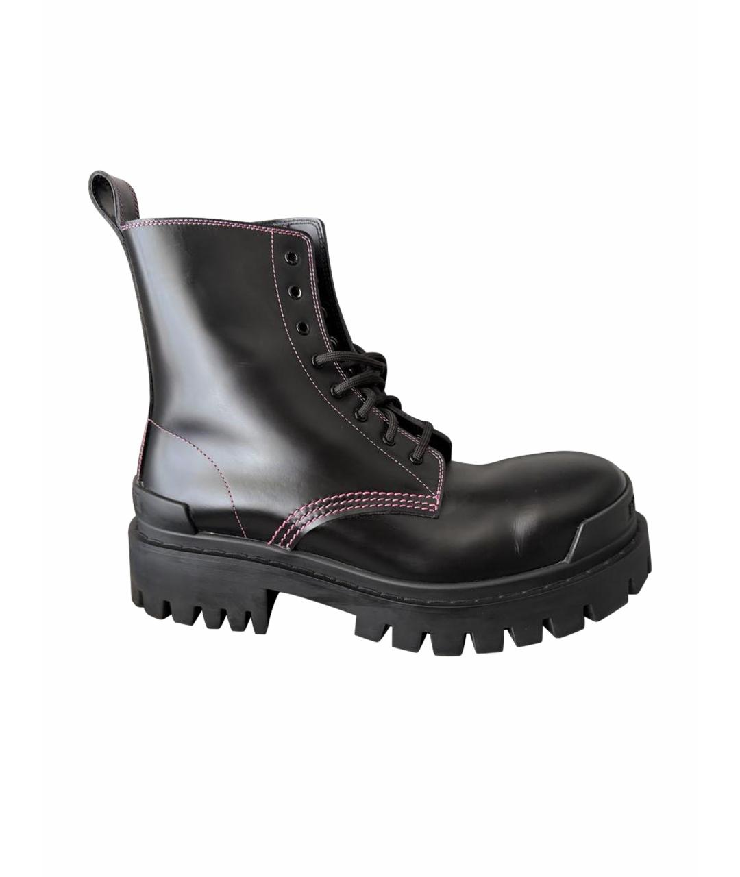 BALENCIAGA Черные кожаные ботинки, фото 1