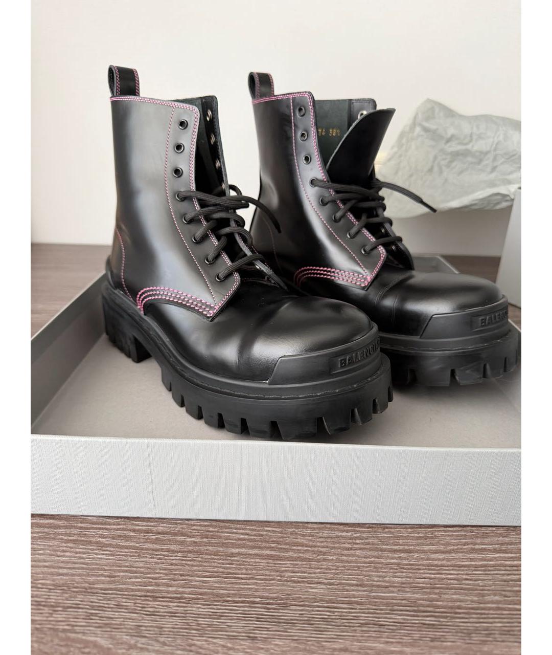 BALENCIAGA Черные кожаные ботинки, фото 2