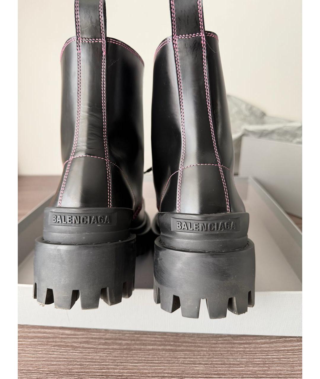 BALENCIAGA Черные кожаные ботинки, фото 4