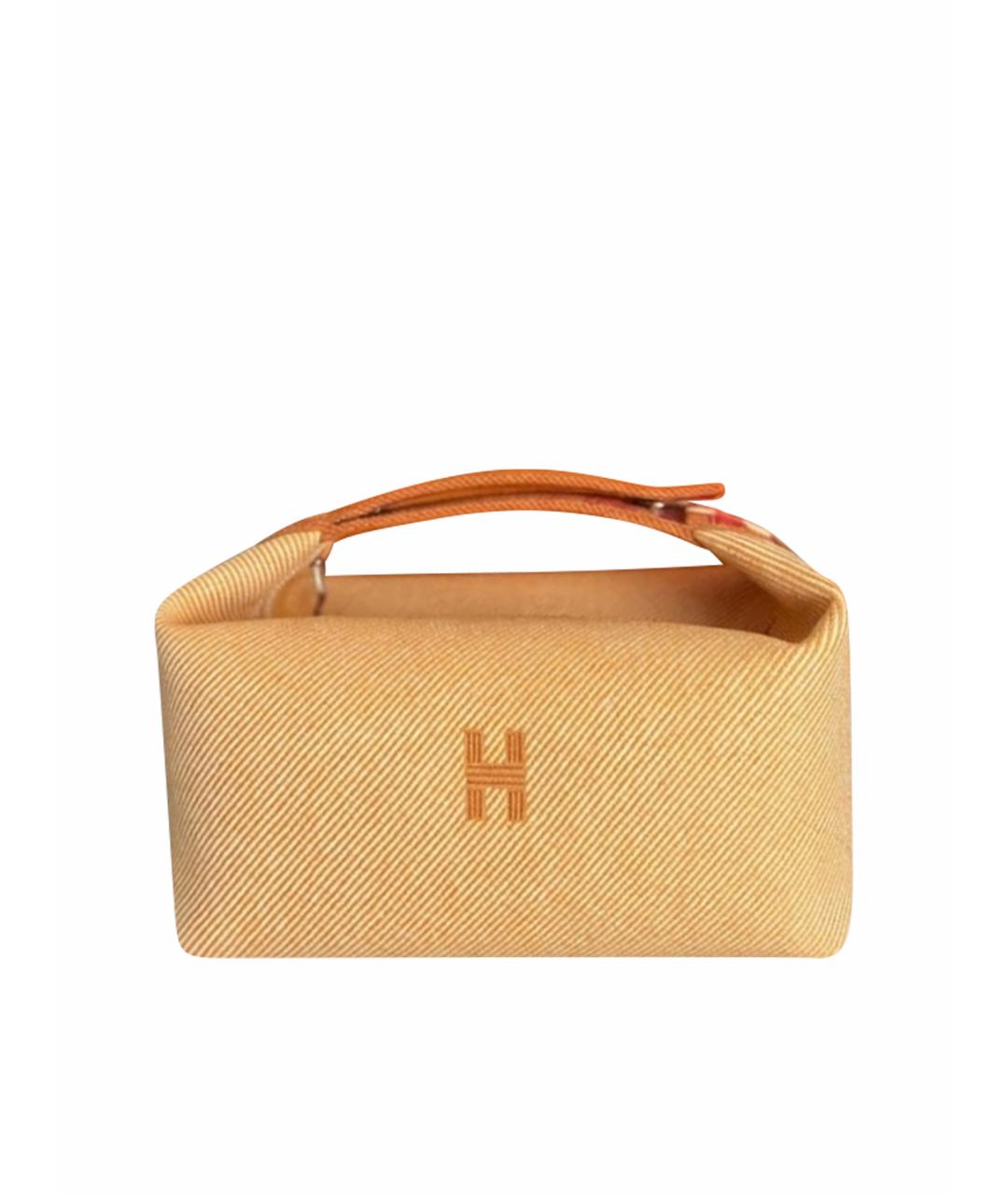 HERMES Оранжевая тканевая косметичка, фото 1