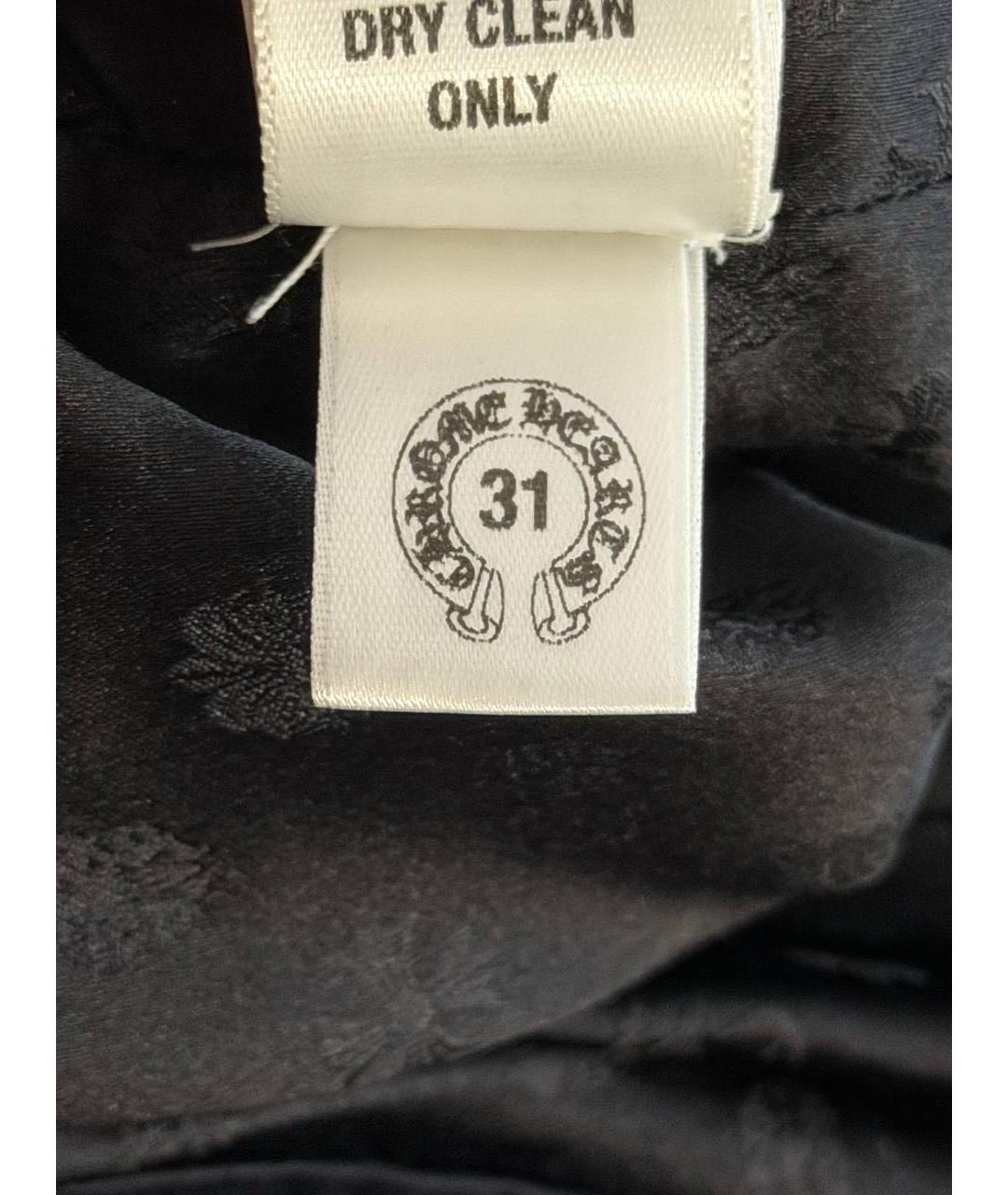 CHROME HEARTS Черные шелковые прямые брюки, фото 8