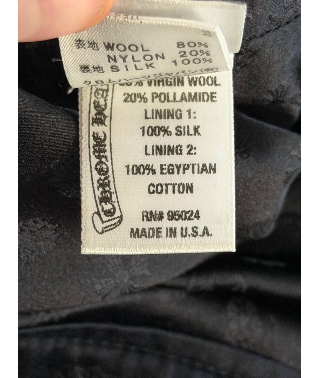 CHROME HEARTS Черные шелковые прямые брюки, фото 7