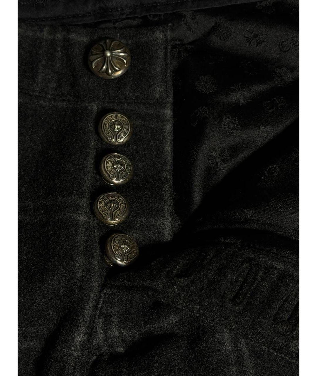 CHROME HEARTS Черные шелковые прямые брюки, фото 4
