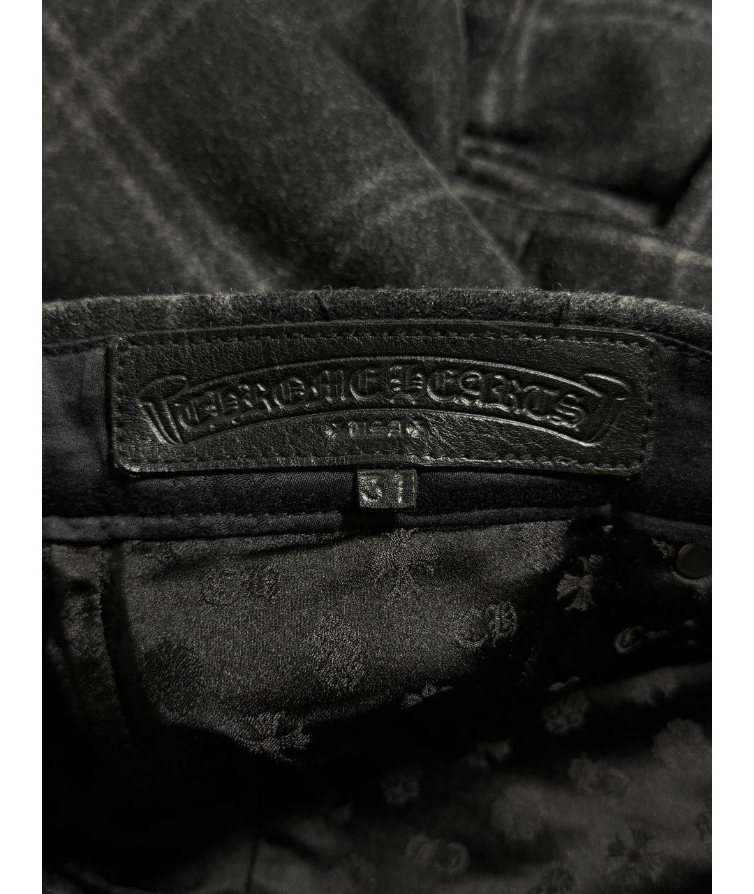 CHROME HEARTS Черные шелковые прямые брюки, фото 5