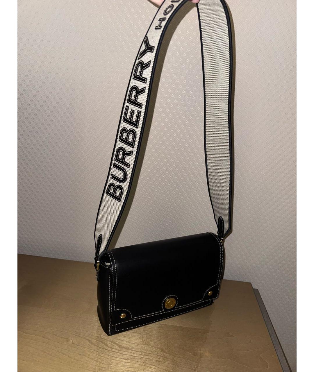 BURBERRY Черная кожаная сумка через плечо, фото 8