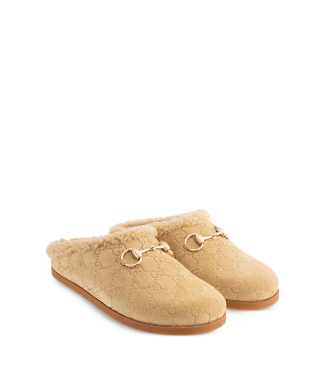 GUCCI Бежевые замшевые мюли, фото 2