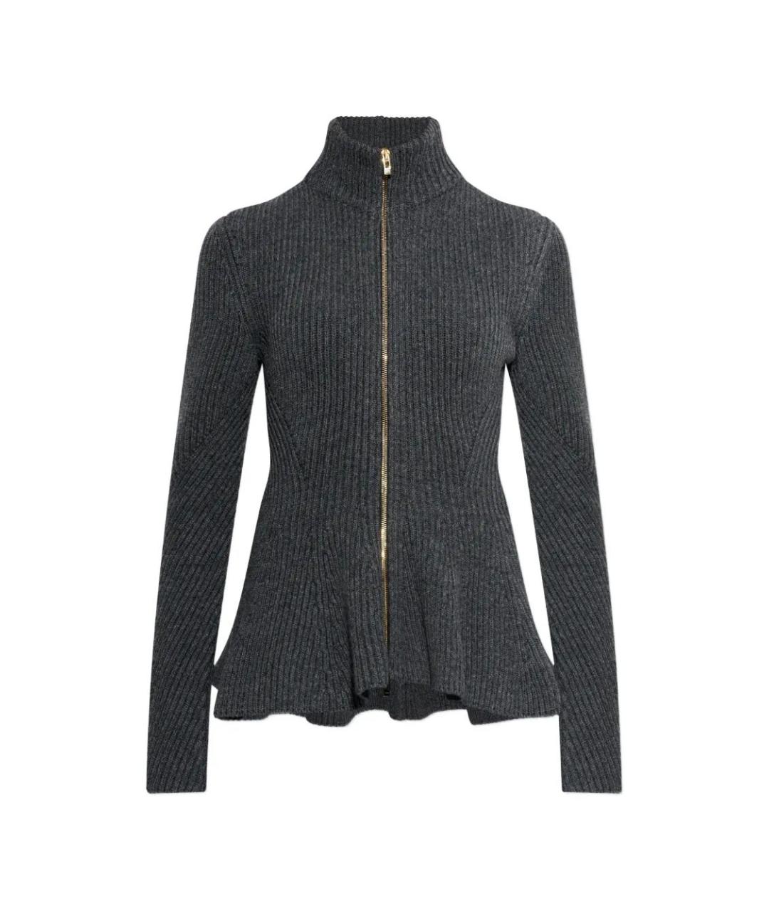 ALAIA Антрацитовый шерстяной кардиган, фото 1