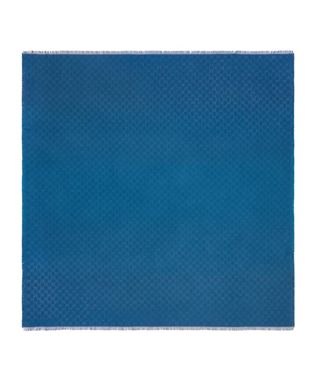 GUCCI Синий шелковый шарф, фото 1