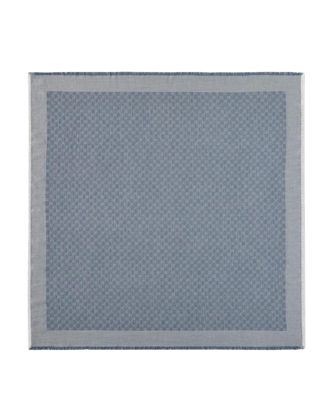 GUCCI Голубой шерстяной шарф, фото 1