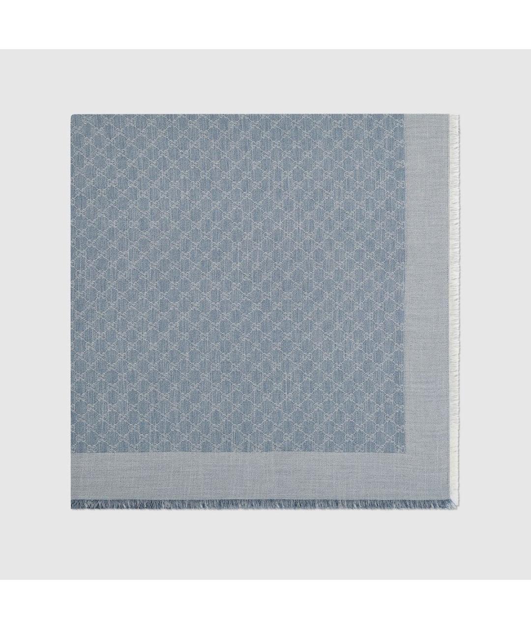 GUCCI Голубой шерстяной шарф, фото 2