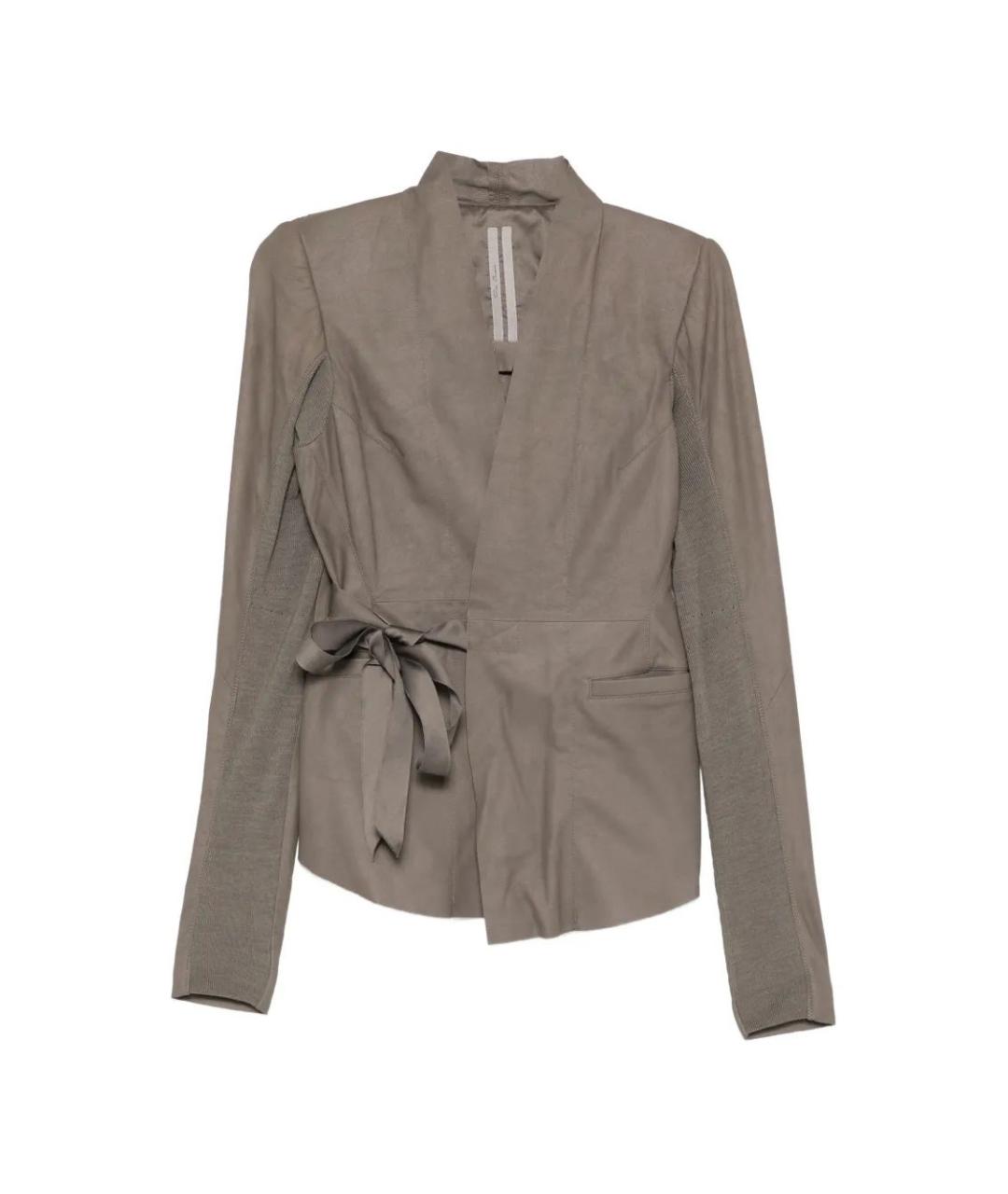 RICK OWENS Серый кожаный жакет/пиджак, фото 1