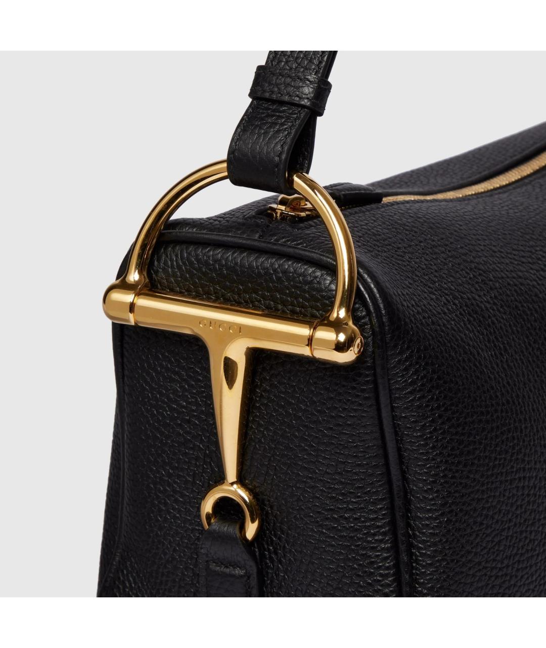 GUCCI Черная кожаная сумка с короткими ручками, фото 3