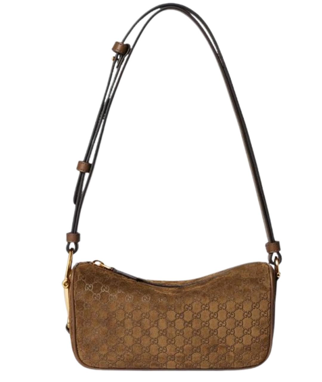 GUCCI Коричневая замшевая сумка через плечо, фото 1