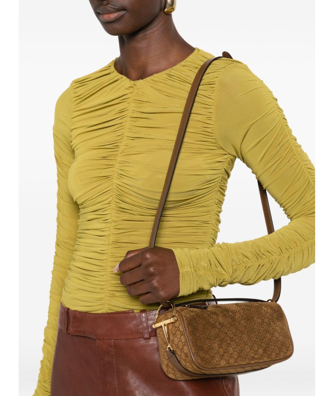 GUCCI Коричневая замшевая сумка через плечо, фото 3