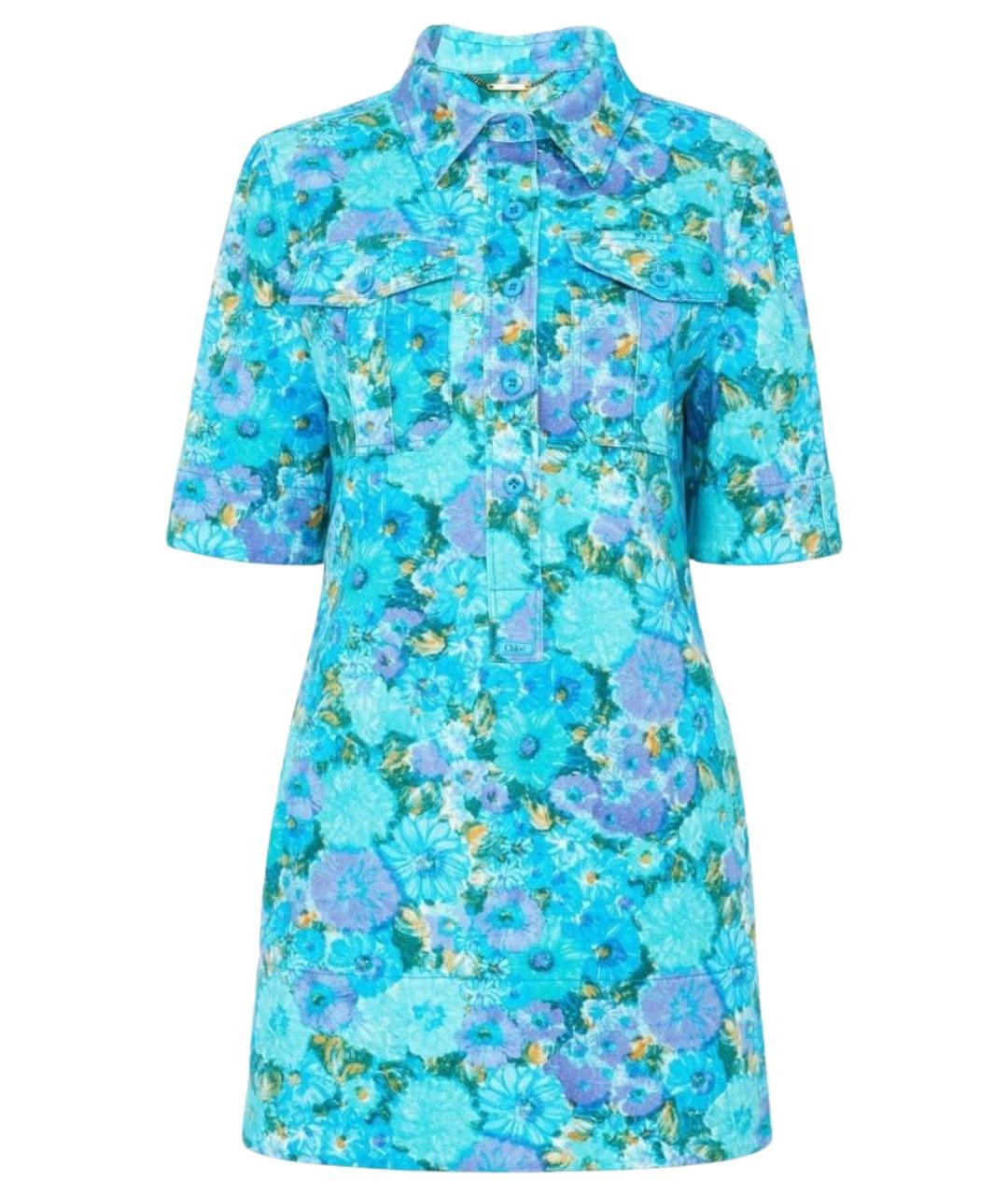 CHLOE Бирюзовое хлопковое повседневное платье, фото 1