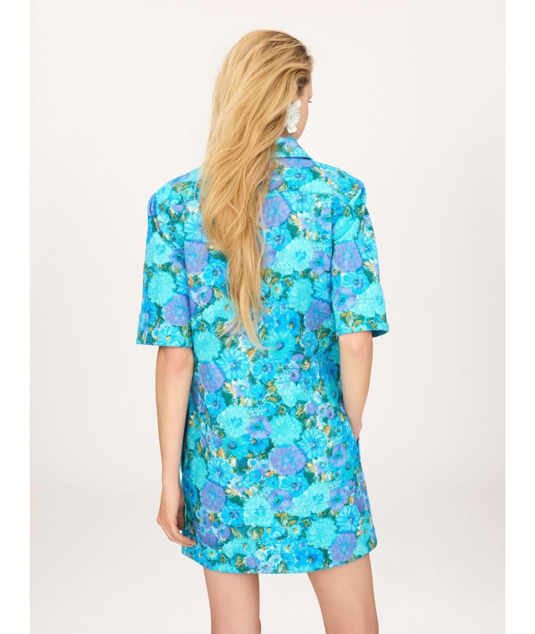 CHLOE Бирюзовое хлопковое повседневное платье, фото 4