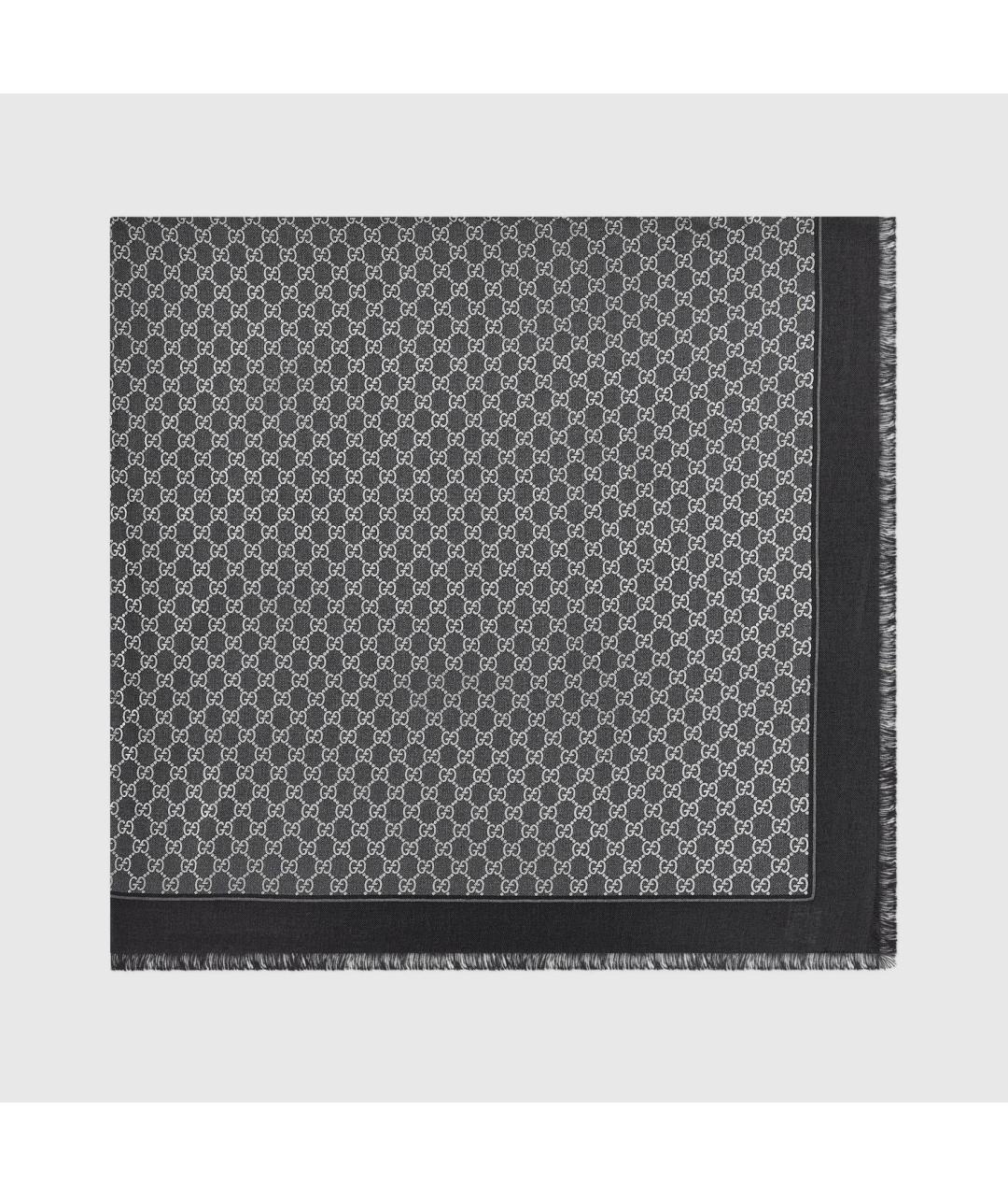 GUCCI Черный шерстяной шарф, фото 2