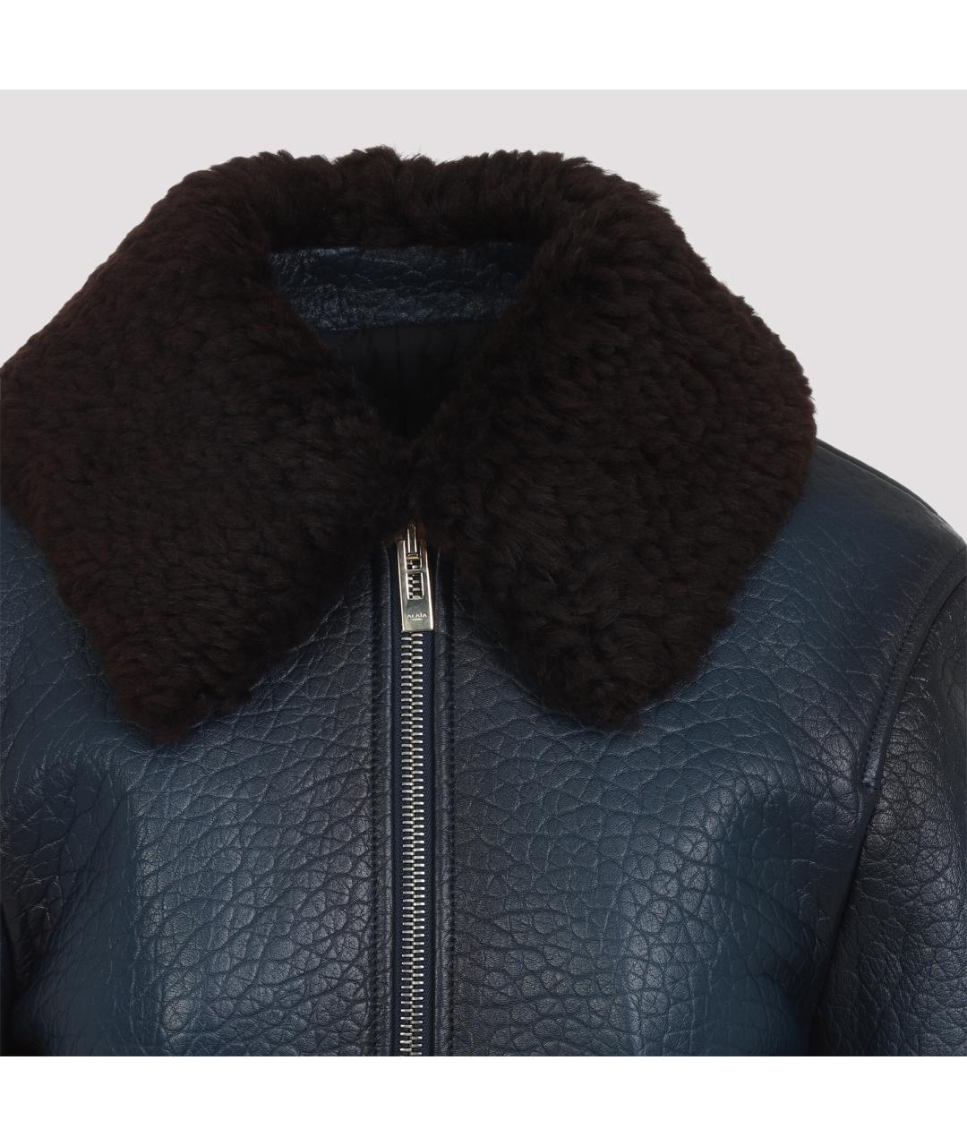 ALAIA Темно-синяя кожаная дубленка, фото 4