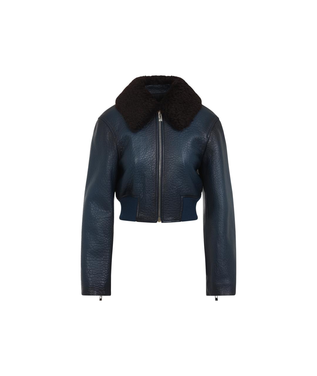 ALAIA Темно-синяя кожаная дубленка, фото 1