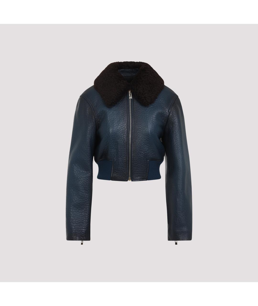 ALAIA Темно-синяя кожаная дубленка, фото 2