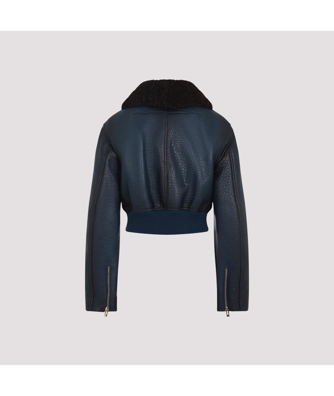 ALAIA Темно-синяя кожаная дубленка, фото 3