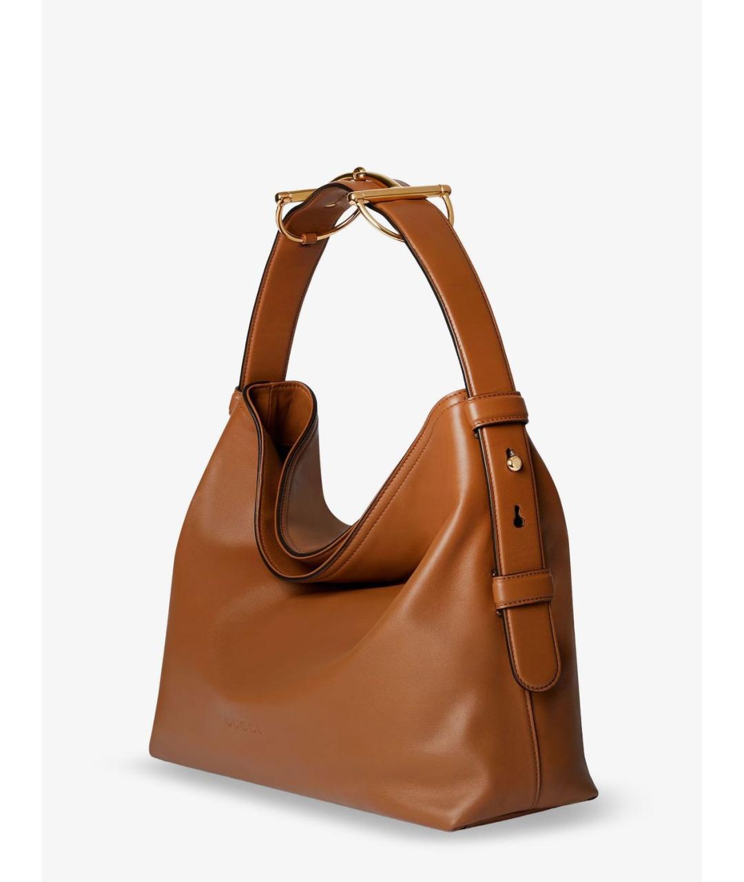 GUCCI Коричневая кожаная сумка через плечо, фото 3